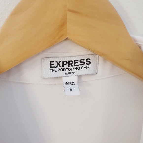 Express Portofino Button Down Shirt | Slim Fit | White | Size L - Picture 3 of 7